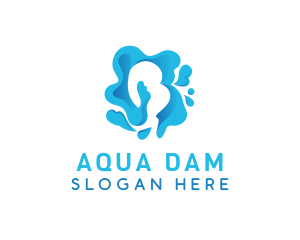 Dam - Aqua Splash Letter B logo design