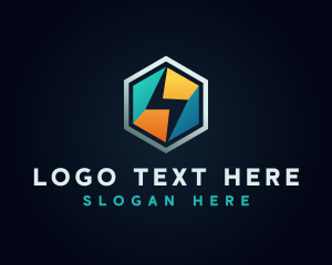 Lightning Bolt Hexagon logo design