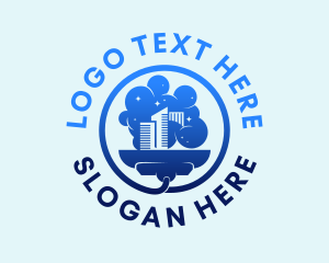 Vacuum - Blue Cityscape Cleaning logo design
