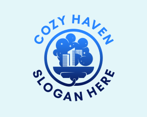 Blue Cityscape Cleaning logo design