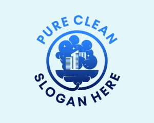 Blue Cityscape Cleaning logo design