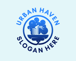 Cityscape - Blue Cityscape Cleaning logo design