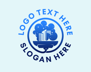 City - Blue Cityscape Cleaning logo design