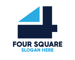 Four - Blue Four Geometry logo design