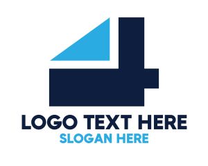 Polygonal - Blue Four Geometry logo design