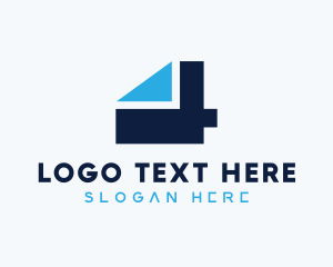 Polygonal - Blue Four Geometry logo design