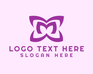 Flower - Purple Petal Letter M logo design