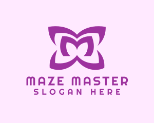 Purple Petal Letter M logo design