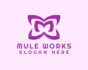 Purple Petal Letter M logo design