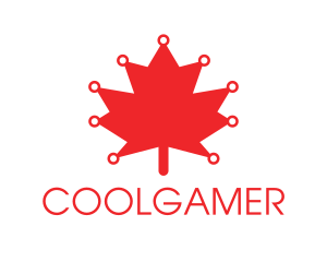 Red Canadian Maple Leaf Technology Logo