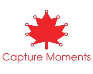 Red Canadian Maple Leaf Technology logo design