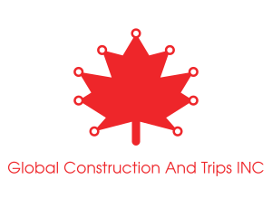 Travel - Red Canadian Maple Leaf Technology logo design
