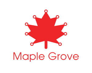 Red Canadian Maple Leaf Technology logo design