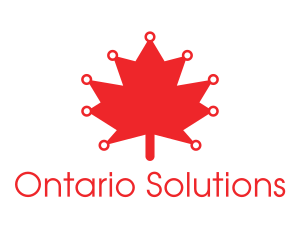 Red Canadian Maple Leaf Technology logo design