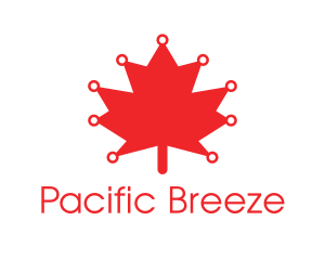 Red Canadian Maple Leaf Technology logo design