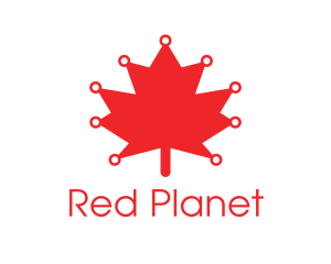 Red Canadian Maple Leaf Technology logo design