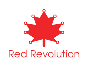 Red Canadian Maple Leaf Technology logo design