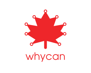 Red Canadian Maple Leaf Technology logo design