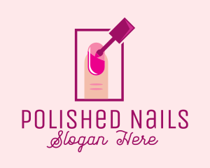Pink Nail Polish Manicure logo design