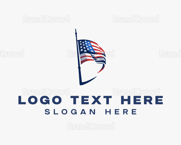 American Flag Letter D Logo