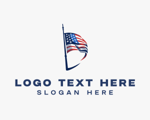 Patriotic - American Flag Letter D logo design