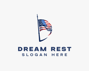 American Flag Letter D logo design