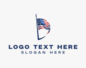 Usa - American Flag Letter D logo design