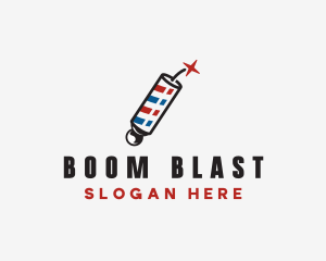 Explosive - Barber Pole Dynamite logo design