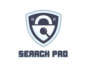 Search Padlock Shield logo design