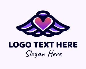 Angel - Halo Heart Wings logo design