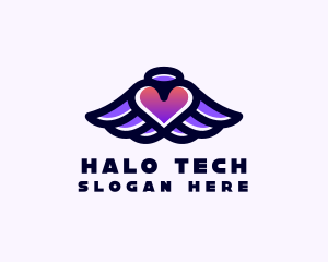 Halo Heart Wings logo design