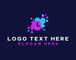Application - Modern Tech Pixel logo design