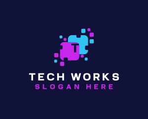 Modern Tech Pixel logo design