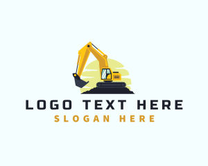 Equipment - Excavator Backhoe Quarry logo design
