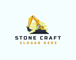 Quarry - Excavator Backhoe Quarry logo design