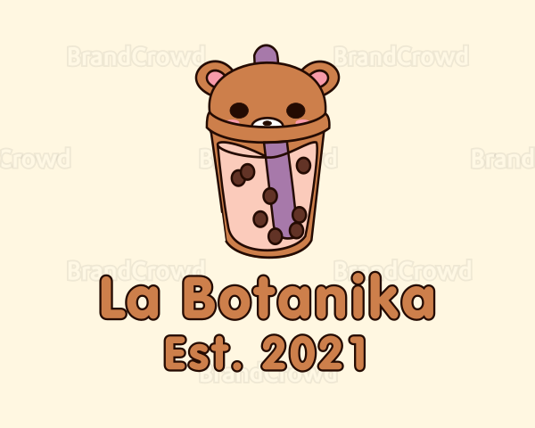 Bear Milk Tea Cup Logo