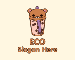 Bear Milk Tea Cup Logo