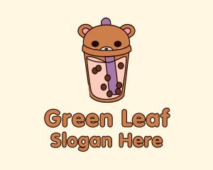 Bear Milk Tea Cup Logo