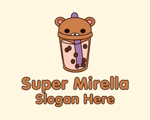 Bear Milk Tea Cup Logo