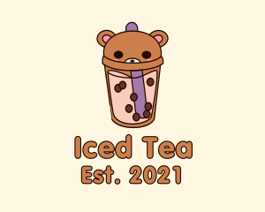 Bear Milk Tea Cup logo design