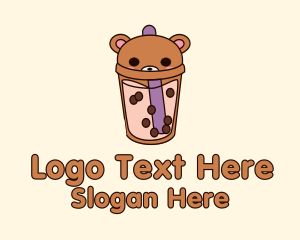 Bear Milk Tea Cup Logo