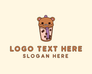 Boba Tea - Bear Milk Tea Cup logo design