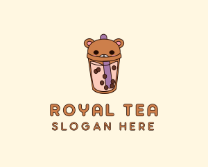 Bear Milk Tea Cup logo design