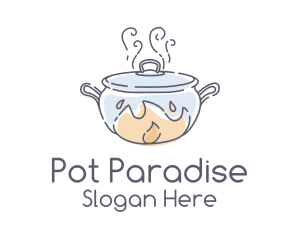 Pot - Monoline Hot Pot Cooking logo design