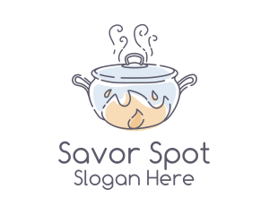 Lunch - Monoline Hot Pot Cooking logo design