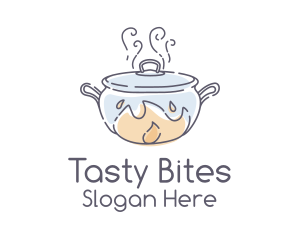 Lunch - Monoline Hot Pot Cooking logo design