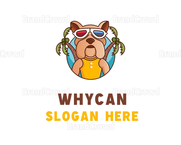 Vacation Summer Beach Bulldog Logo