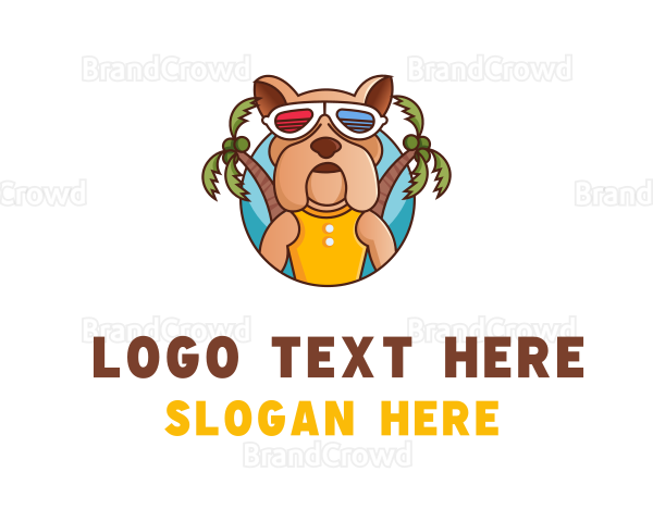 Vacation Summer Beach Bulldog Logo