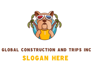 Palm Tree - Vacation Summer Beach Bulldog logo design
