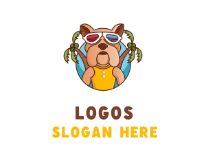 Cartoon - Vacation Summer Beach Bulldog logo design